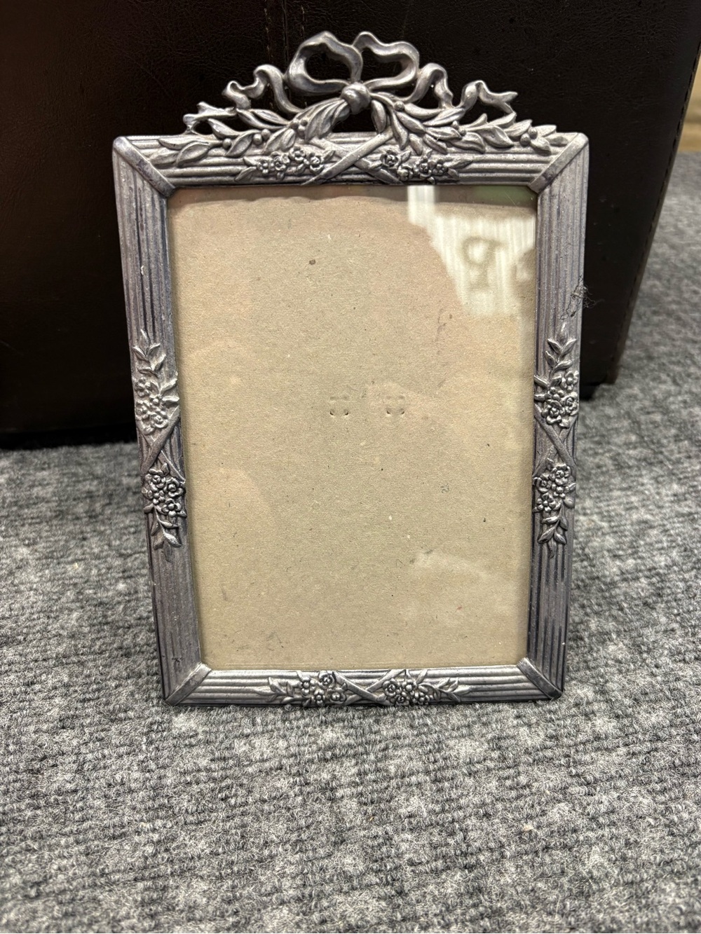 Ornate Silver Floral Bow Picture Frame